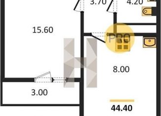 Продажа 1-ком. квартиры, 44.4 м2, хутор Ветряк, Выборская улица, 14