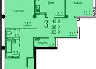 Продам трехкомнатную квартиру, 103 м2, Воронеж, улица Лётчика Филипова, 8, ЖК Спутник