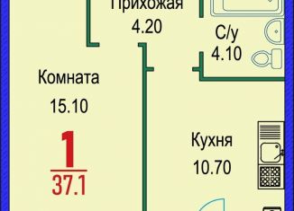 Продается 1-комнатная квартира, 37.1 м2, Ставрополь, Гражданская улица, 1/4, микрорайон № 14