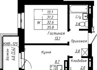 Продается 1-ком. квартира, 32.6 м2, Барнаул, Павловский тракт, 196к2, Индустриальный район