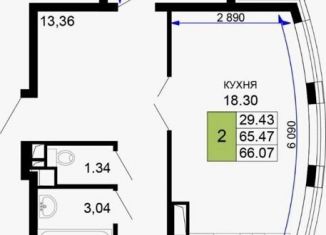 Продаю двухкомнатную квартиру, 66 м2, Краснодар, Прикубанский округ