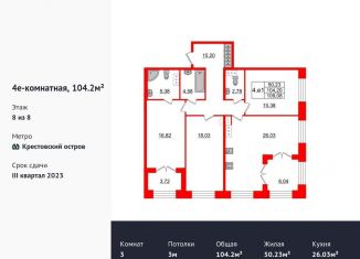 Продаю трехкомнатную квартиру, 104.2 м2, Санкт-Петербург, ЖК Гранд Вью
