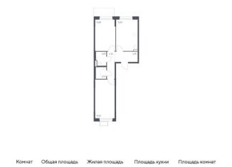 Продаю 2-комнатную квартиру, 57.3 м2, Московская область, жилой комплекс Квартал Ивакино, к3