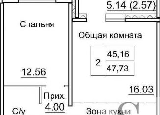 Однокомнатная квартира на продажу, 47.7 м2, рабочий посёлок Краснообск, 3-й микрорайон, 12А, ЖК Кольца