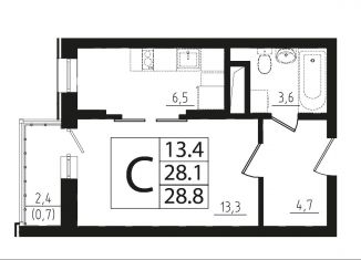 Продажа квартиры студии, 28.8 м2, Звенигород, 3-й микрорайон, к13