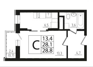 Продаю квартиру студию, 28.8 м2, Звенигород, 3-й микрорайон, к13