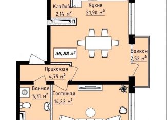 Продажа однокомнатной квартиры, 50.9 м2, Махачкала, улица Али Алиева, 5, ЖК Каннские Львы