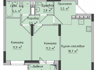 Продается 2-комнатная квартира, 58.1 м2, Ижевск, жилой район Север