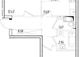 Продам 2-ком. квартиру, 53.3 м2, Санкт-Петербург, проспект Авиаконструкторов, 63, ЖК Полис Приморский