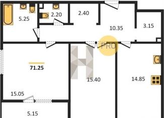 Продается 2-комнатная квартира, 71.3 м2, Казань, Комсомольская улица, 2, ЖК Атлантис Делюкс