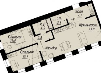 Продажа двухкомнатной квартиры, 79.4 м2, Санкт-Петербург, муниципальный округ Аптекарский Остров
