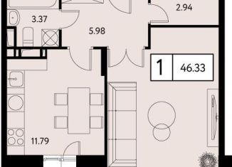 Продается 1-комнатная квартира, 46.3 м2, Москва, метро Семеновская