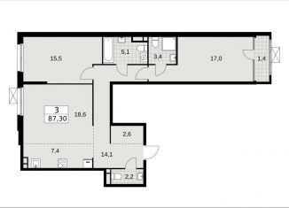 Продам 3-комнатную квартиру, 87.3 м2, Москва, улица Зорге, 25с2, район Сокол