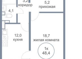 Продаю 1-ком. квартиру, 48.4 м2, деревня Голубое, Парковый бульвар, 2к3