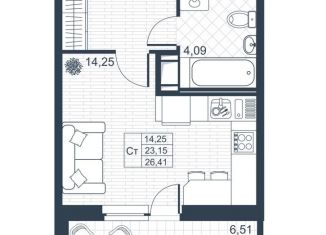 Квартира на продажу студия, 26.4 м2, Коммунар, Ново-Антропшинская улица, 5к1