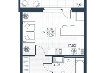 Квартира на продажу студия, 30.1 м2, Коммунар, Ново-Антропшинская улица, 5к1