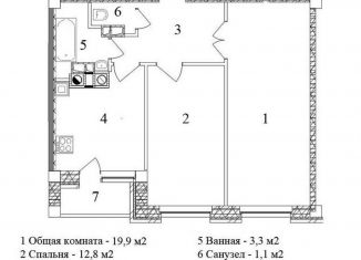 2-комнатная квартира на продажу, 56.8 м2, Ставропольский край, улица Булгакова, 17