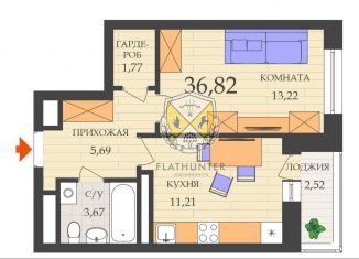 Продается однокомнатная квартира, 36.3 м2, Самара, улица Советской Армии, 131А, метро Советская