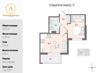Продам однокомнатную квартиру, 38.7 м2, Санкт-Петербург, Адмиралтейский район, 12-я Красноармейская улица, 26