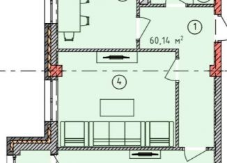 Продается двухкомнатная квартира, 60.1 м2, Грозный, 4-й микрорайон, улица Дьякова