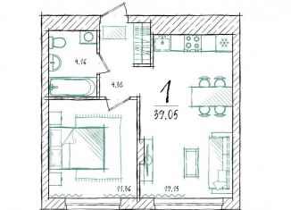 Продажа 1-ком. квартиры, 39.1 м2, Тюмень, Калининский округ, улица Василия Подшибякина, 11к2