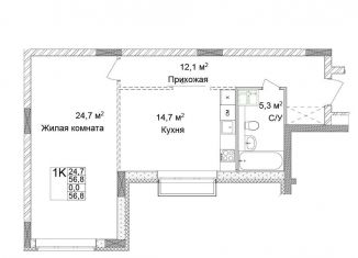 Однокомнатная квартира на продажу, 56.8 м2, Нижегородская область, улица Сеченова