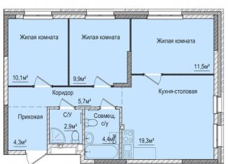 Продам 3-комнатную квартиру, 68.1 м2, Ижевск, Зелёная улица, 60к2, ЖК Тринити