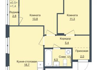 Продажа 2-ком. квартиры, 55.7 м2, Ижевск, ЖК Истории