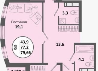 Продажа 3-комнатной квартиры, 79.7 м2, Краснодар, Тополиная улица, 40/1к2, ЖК Тополиная Топольковая