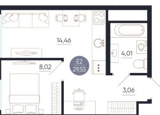 Продам 1-ком. квартиру, 29.5 м2, Тула