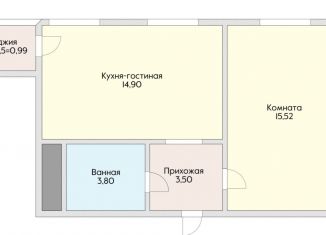 Продам 1-ком. квартиру, 38.3 м2, Краснодар, ЖК Европа-Сити