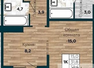 Продаю однокомнатную квартиру, 33.4 м2, Новосибирск, ЖК Галактика