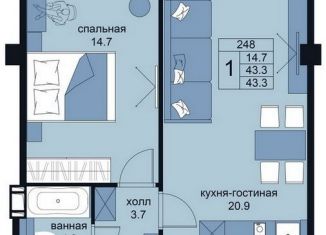 Продается 2-комнатная квартира, 43 м2, Санкт-Петербург, улица Крыленко, 14с2, ЖК Вингз