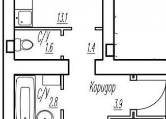 Продается 1-комнатная квартира, 39.3 м2, поселок городского типа Стройкерамика