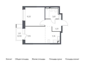 Продам 1-комнатную квартиру, 34.1 м2, деревня Мисайлово, микрорайон Пригород Лесное, к5.1