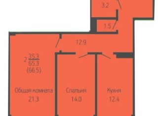 Продается двухкомнатная квартира, 65.3 м2, Краснодар, ЖК Лиговский