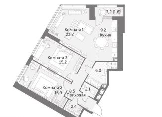 Трехкомнатная квартира на продажу, 84 м2, Москва, ЖК Архитектор