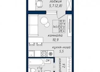 Продается 1-ком. квартира, 25.7 м2, Барнаул, Северный Власихинский проезд, 122к6