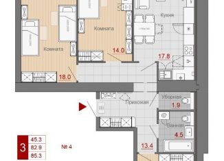 Продажа 3-комнатной квартиры, 82.9 м2, Новгородская область, Каберова-Власьевская улица, 82