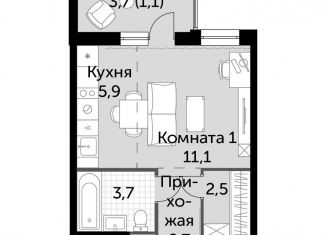 Продается квартира студия, 27 м2, деревня Бородино, Малая Бородинская улица, 1к7