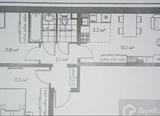 Продажа трехкомнатной квартиры, 52.7 м2, Ульяновск, ЖК Ультраград, Юго-западная улица