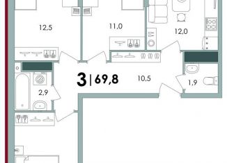 Продаю 3-ком. квартиру, 69.8 м2, деревня Батино, улица Сергея Есенина, 38, ЖК Есенинские Поля