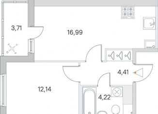 1-комнатная квартира на продажу, 39.5 м2, Ленинградская область, Ясная улица, 20к4