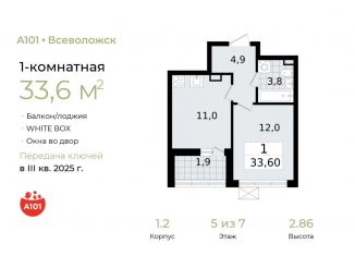 Продажа 1-комнатной квартиры, 33.6 м2, Ленинградская область