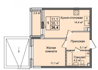 Продам однокомнатную квартиру, 36.4 м2, Нижегородская область, улица Коперника, 1А