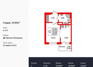 Продажа квартиры студии, 24.9 м2, Калининград, Московский район