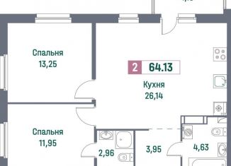 Продаю 2-комнатную квартиру, 64.1 м2, Ленинградская область