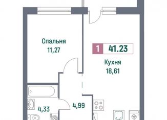 Однокомнатная квартира на продажу, 41.2 м2, Ленинградская область