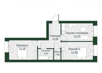 2-ком. квартира на продажу, 58.7 м2, Екатеринбург