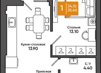 Продам однокомнатную квартиру, 35.4 м2, Ростовская область